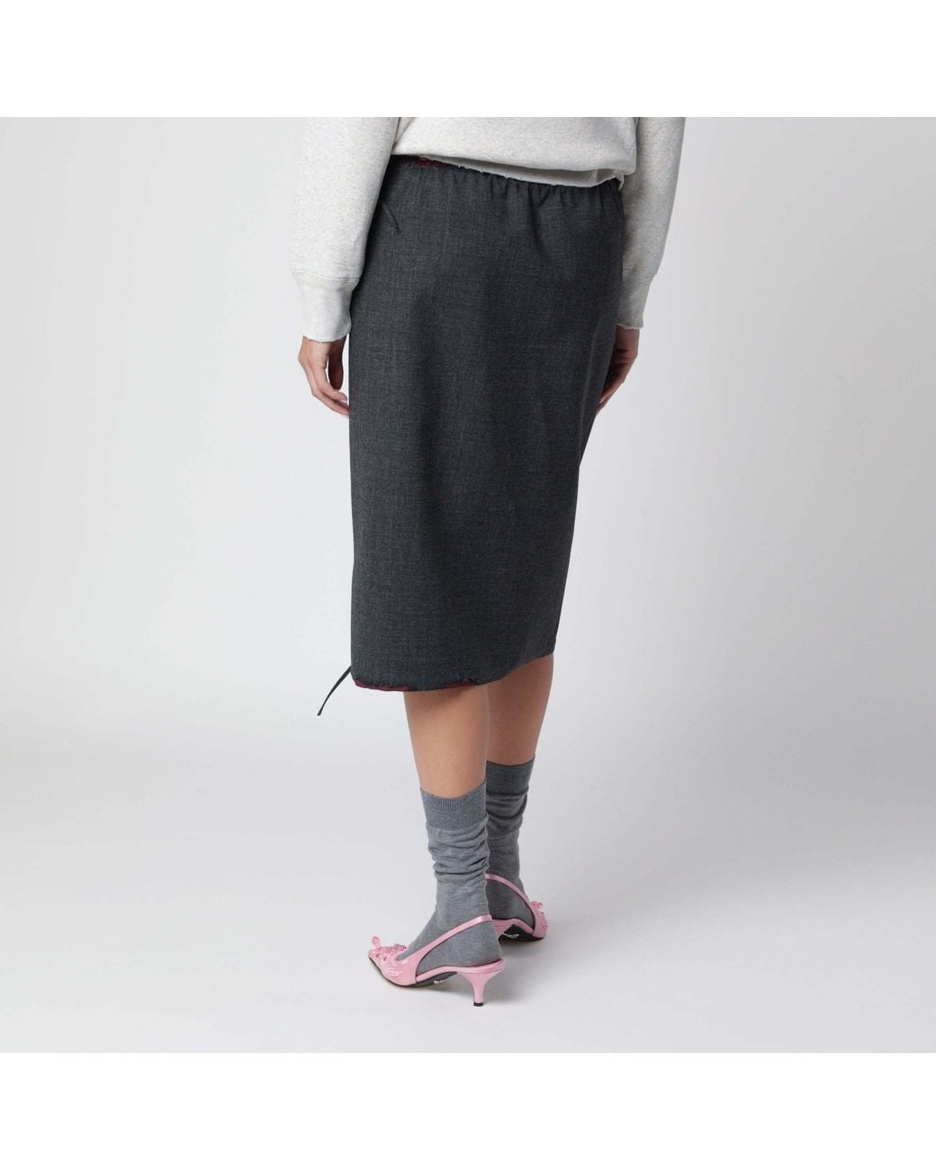 Prada Black Slate/Garnet Midi Skirt
