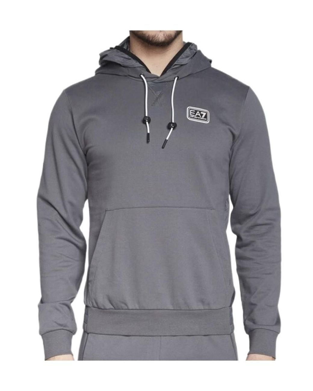EA7 Blue Logo Hooded Sweatshirt for men