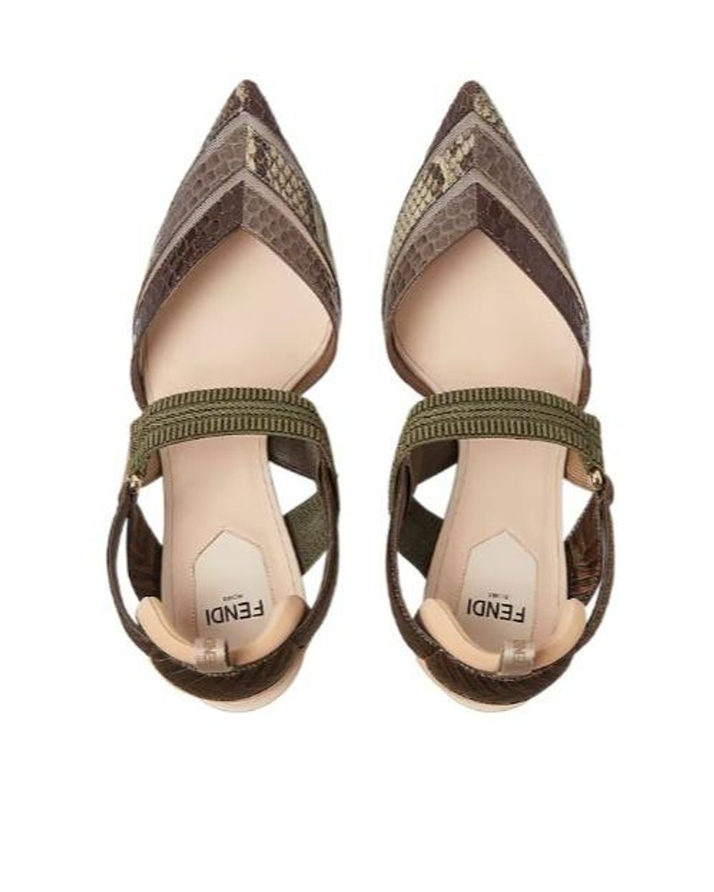 Fendi Metallic Colibrì Pointed-Toe Slingback Pumps