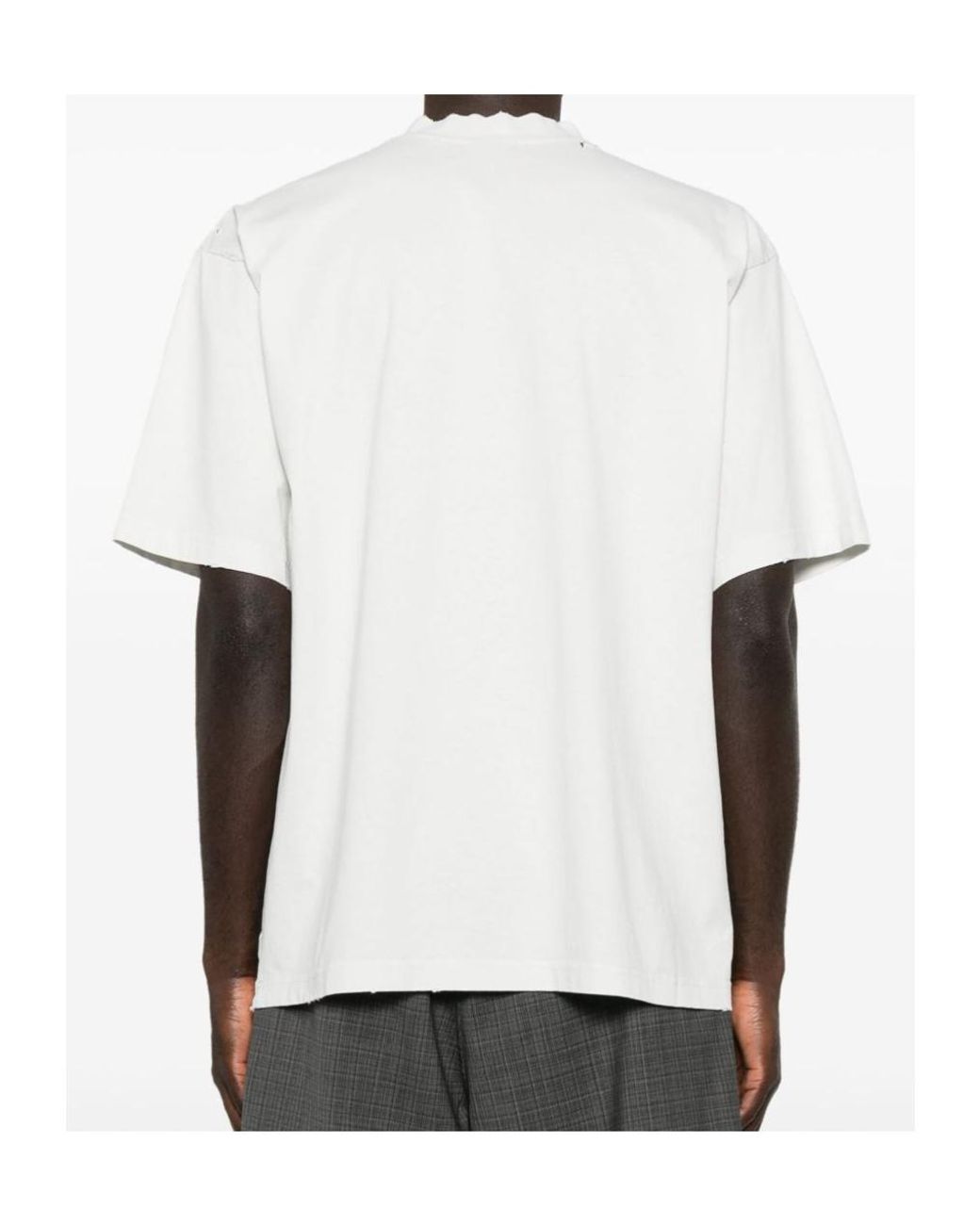 Balenciaga White Bb Logo Printed Used-Effect T-Shirt