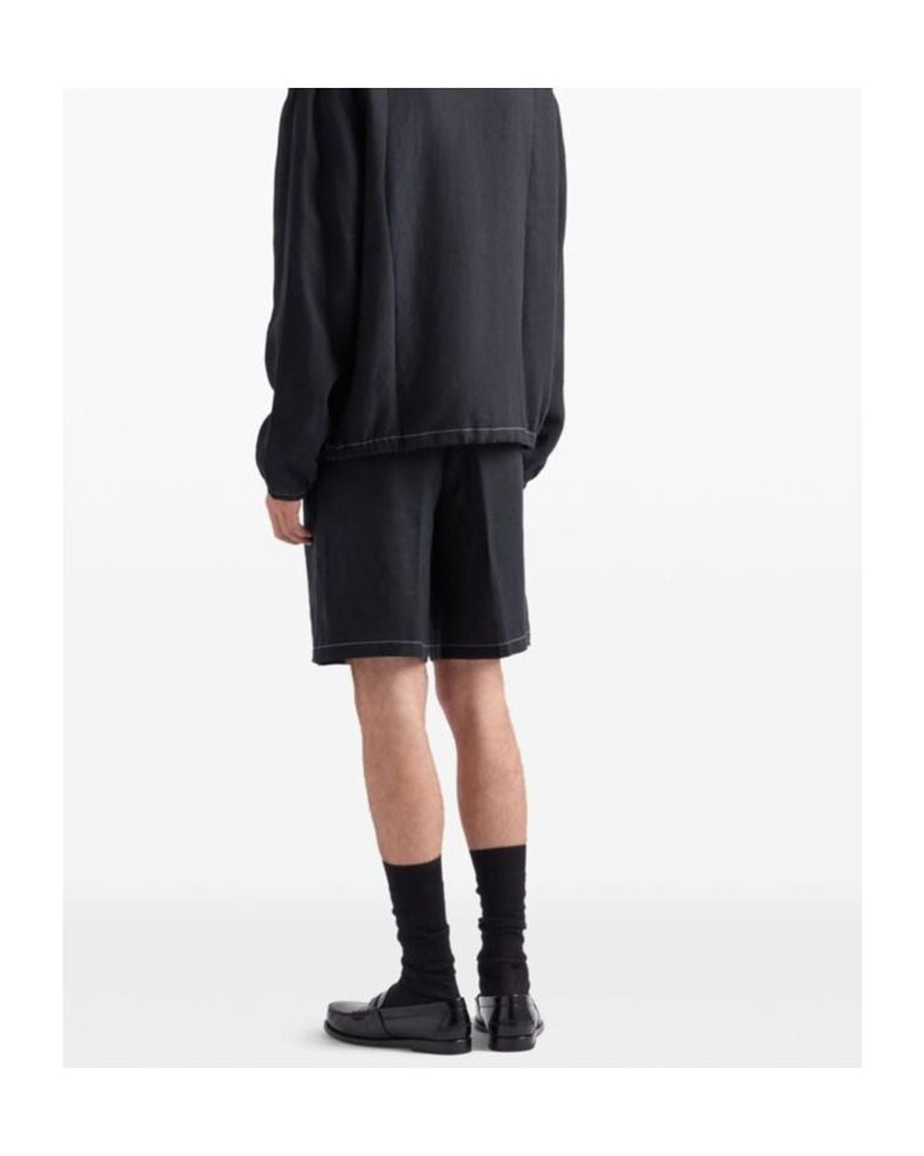 Prada Blue Logo-Patch Bermuda Shorts for men