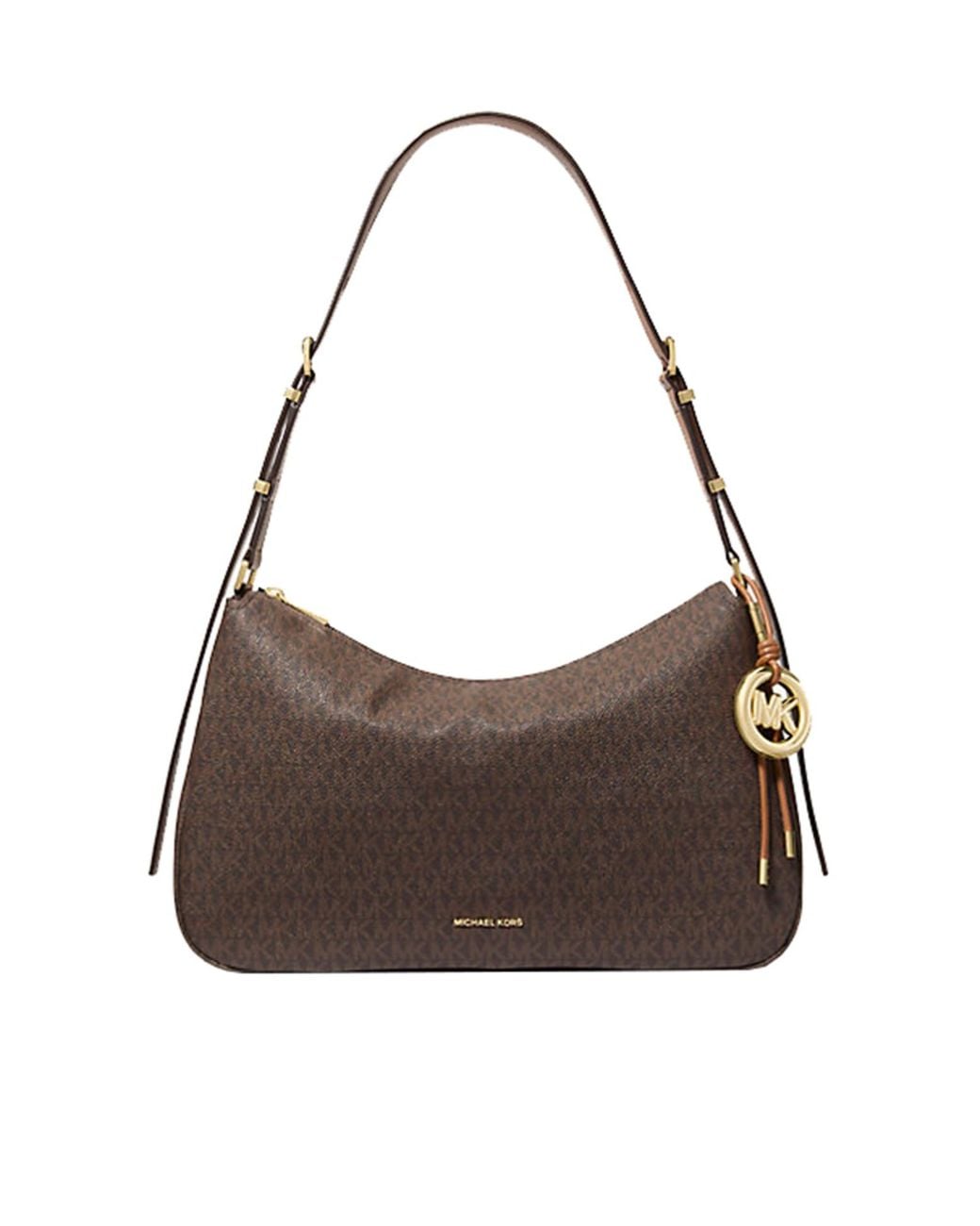 Michael Kors Brown Michael Nolita Medium Signature Logo Shoulder Bag