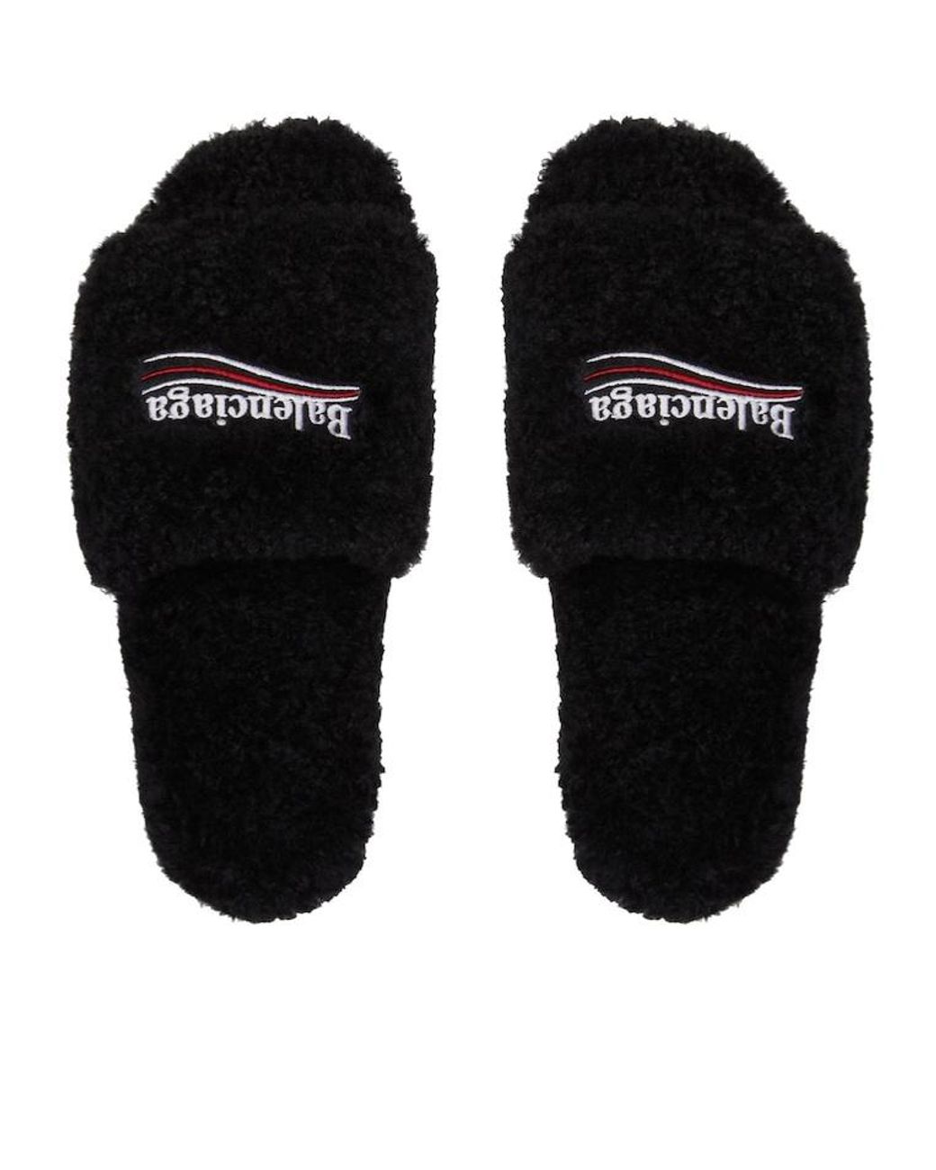 Balenciaga Black Furry Slide Sandals for men