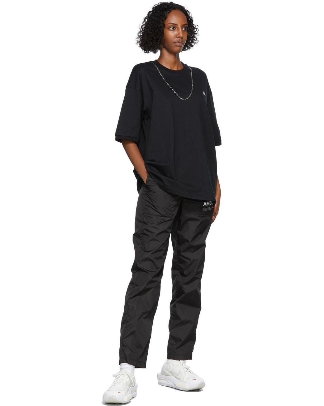 Ambush Black Chain Collar Detailed Crewneck T-Shirt for men