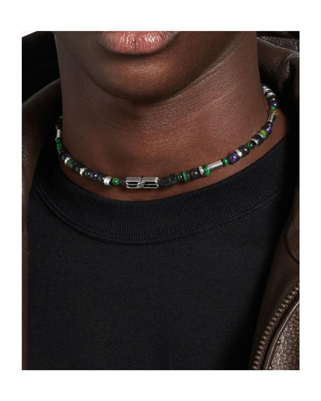 Balenciaga Metallic Bb Icon Beads Necklace for men