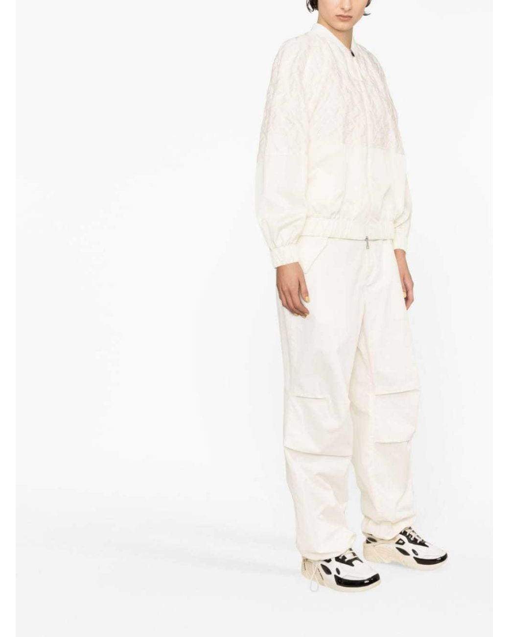 Moncler White Drawstring-Fastened Logo-Patch Hoodie