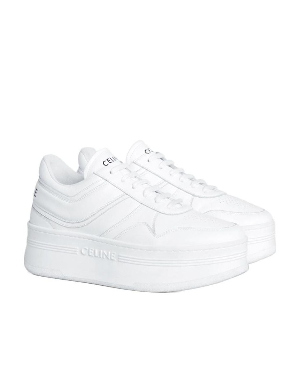 Céline White Block Sneakers With Wedge Outsole