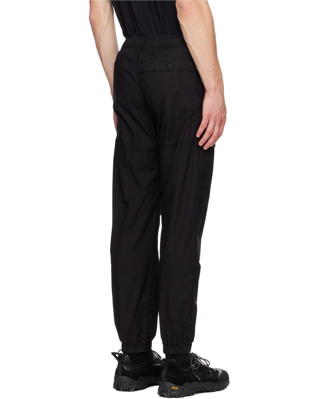 Stone Island Black Logo Patch Elastic Waist Trousers for men