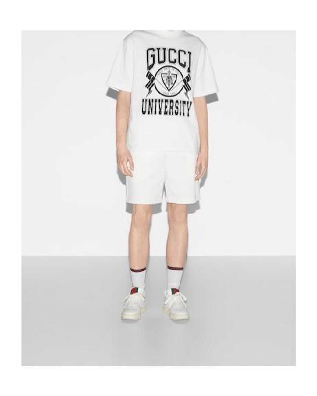 Gucci White Logo Printed Crewneck T-Shirt for men
