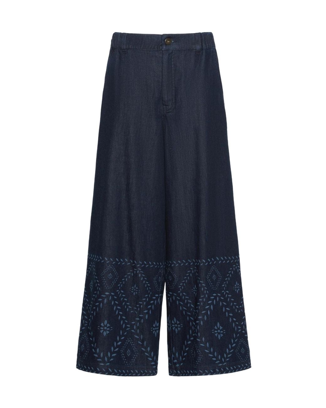 Weekend by Maxmara Blue Lampada Embroidered Wide-Leg Jeans