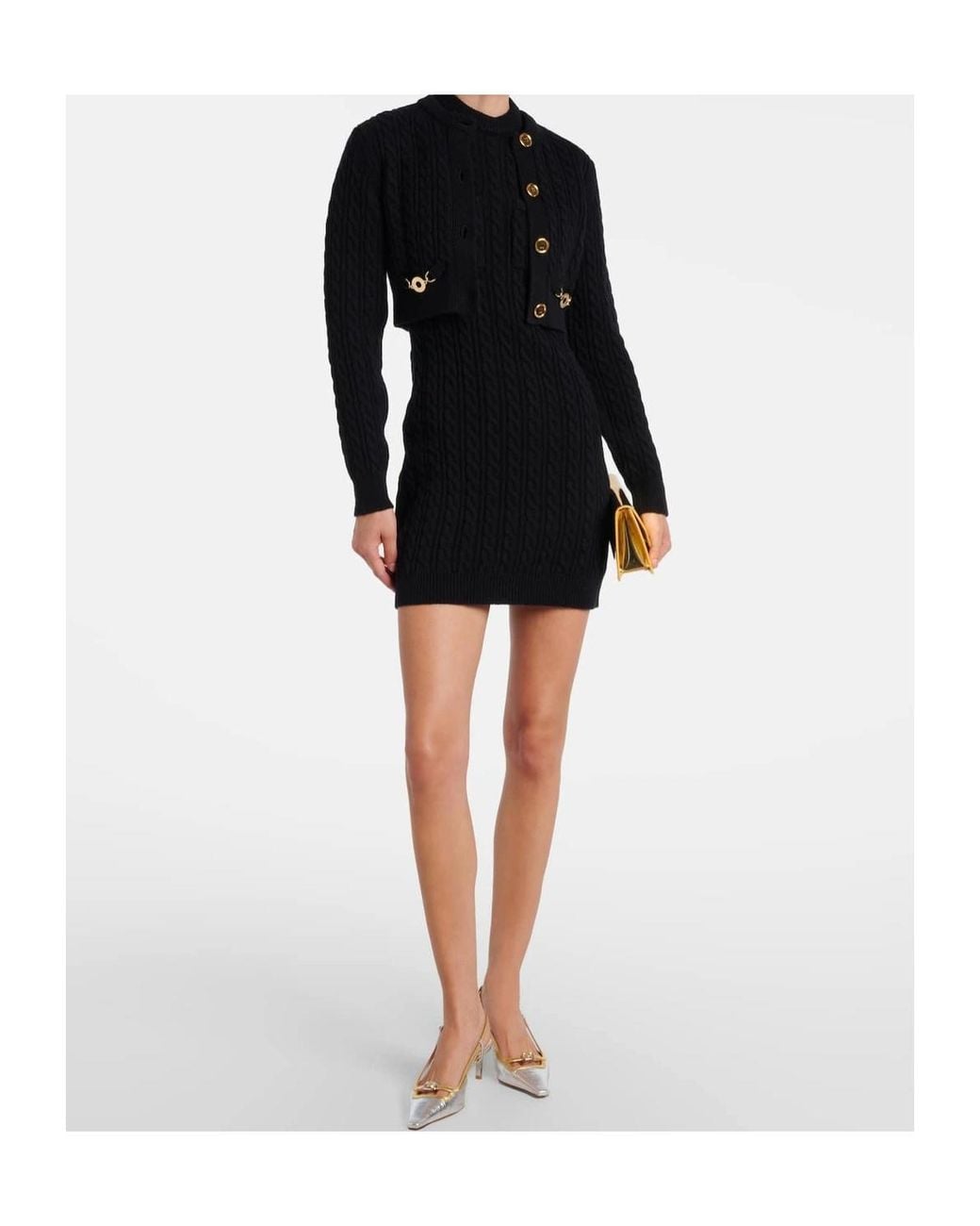 Patou Black Chunky Knit Long-Sleeved Sweater