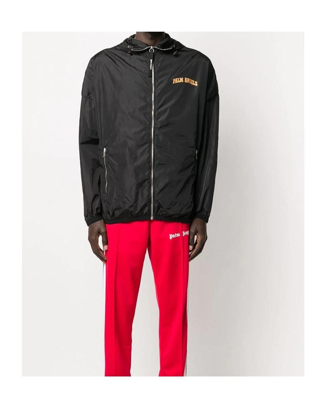Palm Angels Black Logo Print Lightweight Jacket for men