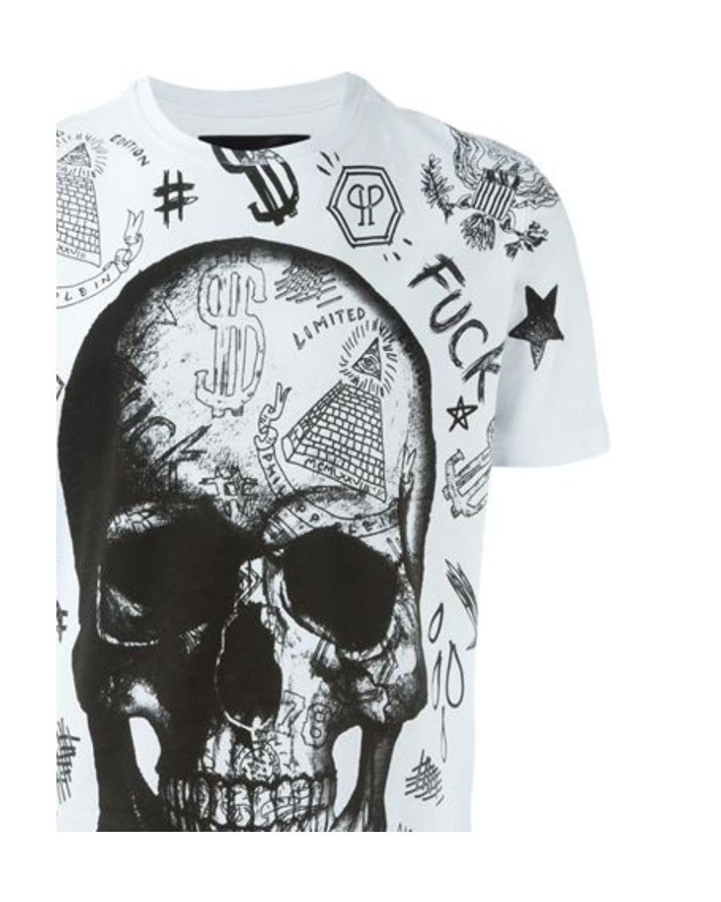 Philipp Plein White Round-Necked Logo T-Shirt for men