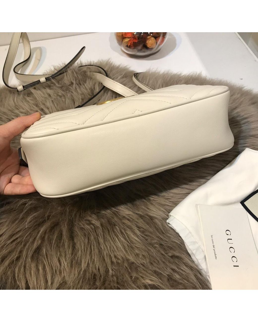 Gucci Natural Gg Marmont Small Matelassé Crossbody Bag