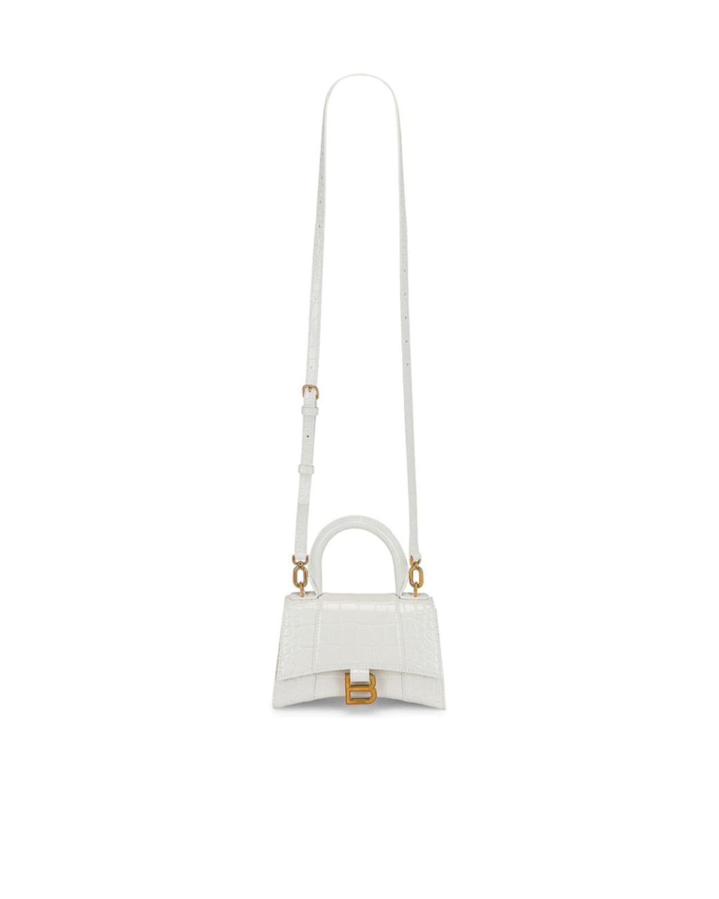 Balenciaga White Hourglass Xs Top Handle Bag