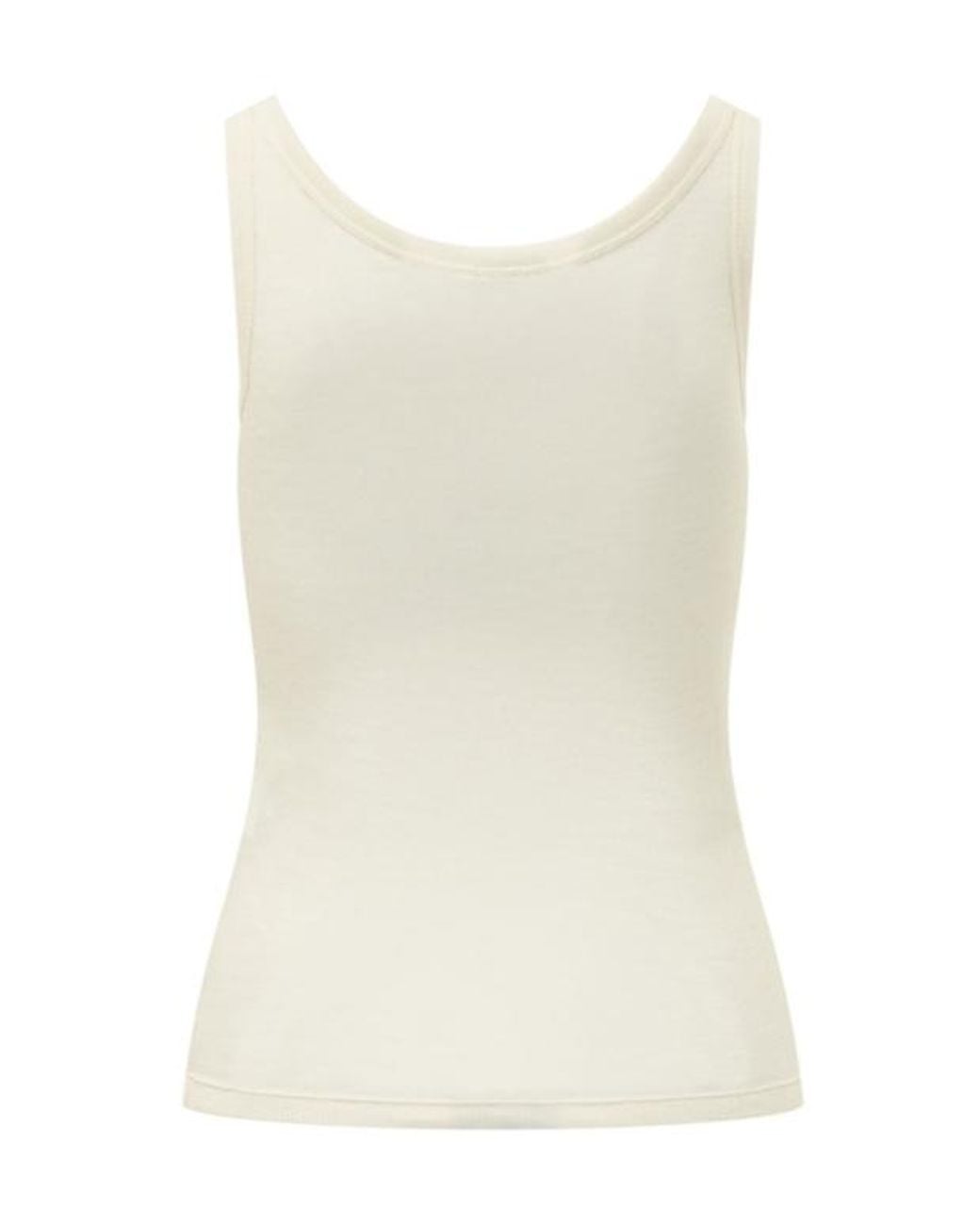 Versace Natural Embellished Ribbed Sleeveless Top