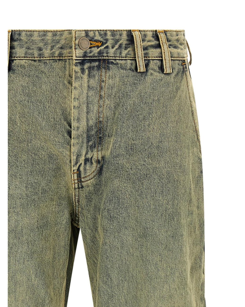 Entire studios Green Denim Trousers With Belt Loops
