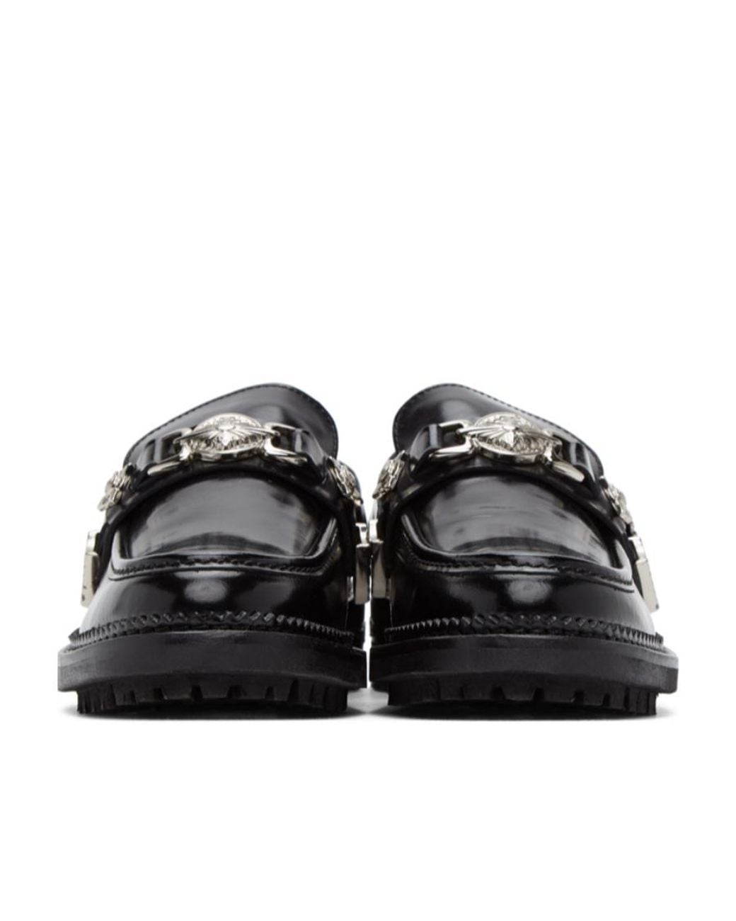 Toga Black Round-Toe Slingback Mule Loafers