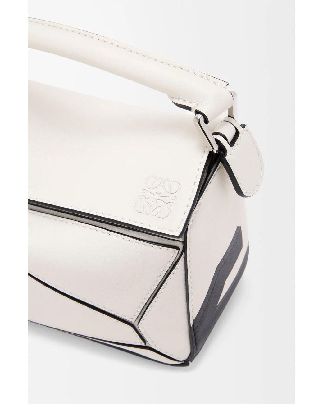Loewe White Mini Puzzle Futurist Cat Tote Bag
