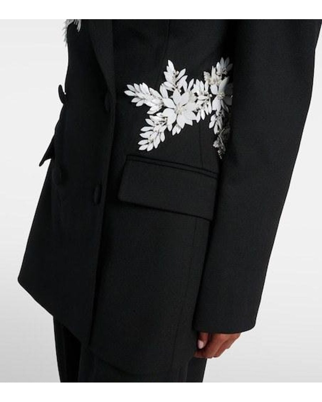 Rebecca Vallance Black Danna Floral-Appliqué Blazer