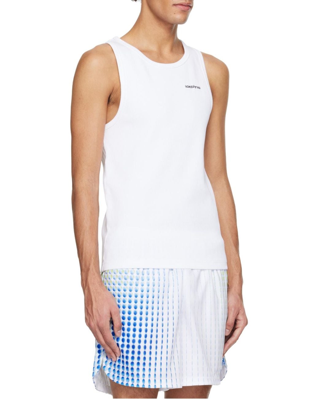 Casablanca White Ribbed Tank Top for men