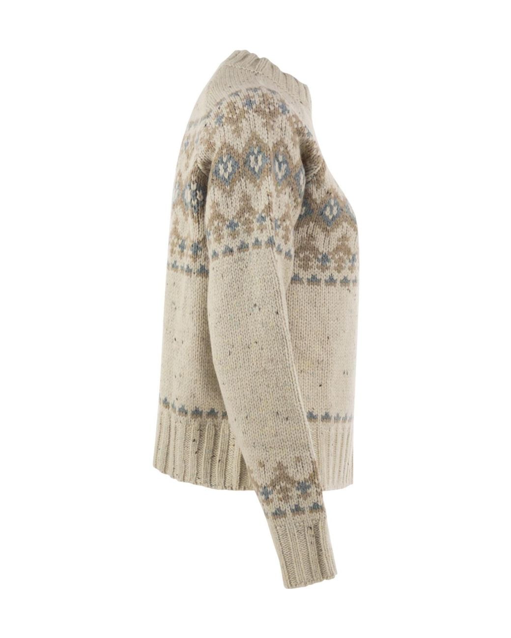 Mc2 Saint Barth Natural Merida Fair Isle Knitted Sweater for men