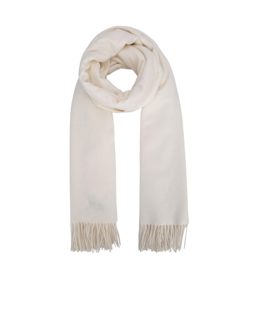 Loro Piana White Fringed Scarf for men