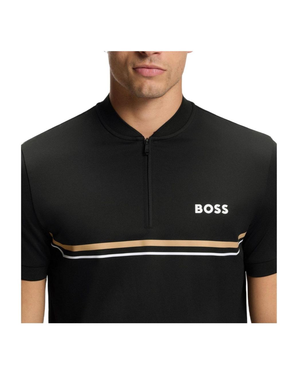 Boss Black Halfzip Standcollar Shortsleeve Polo for men