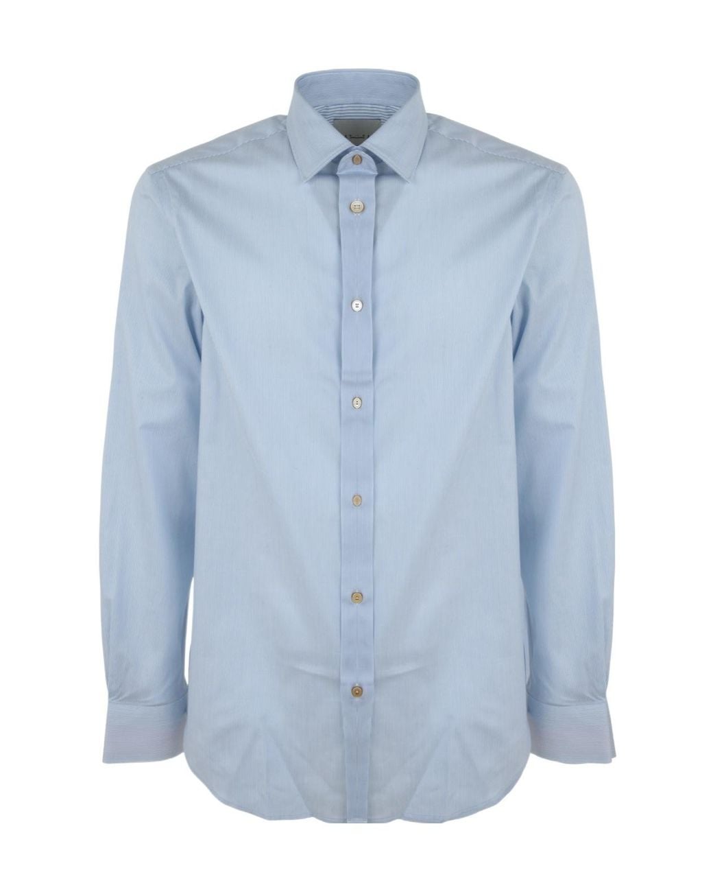 Paul Smith Blue Striped Curved Hem Shirt for men