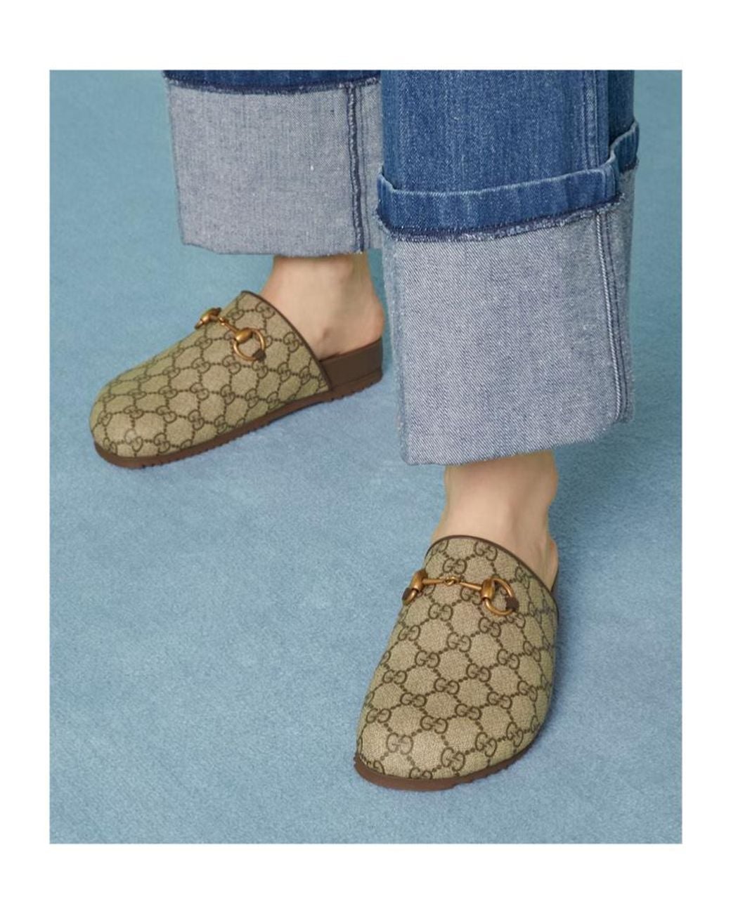 Gucci Brown Monogrammed Gancini Plaque Slides