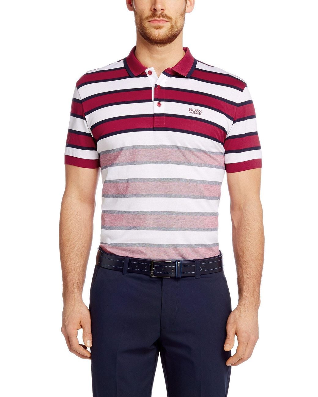 Boss Red Striped Detail Polo Shirt for men