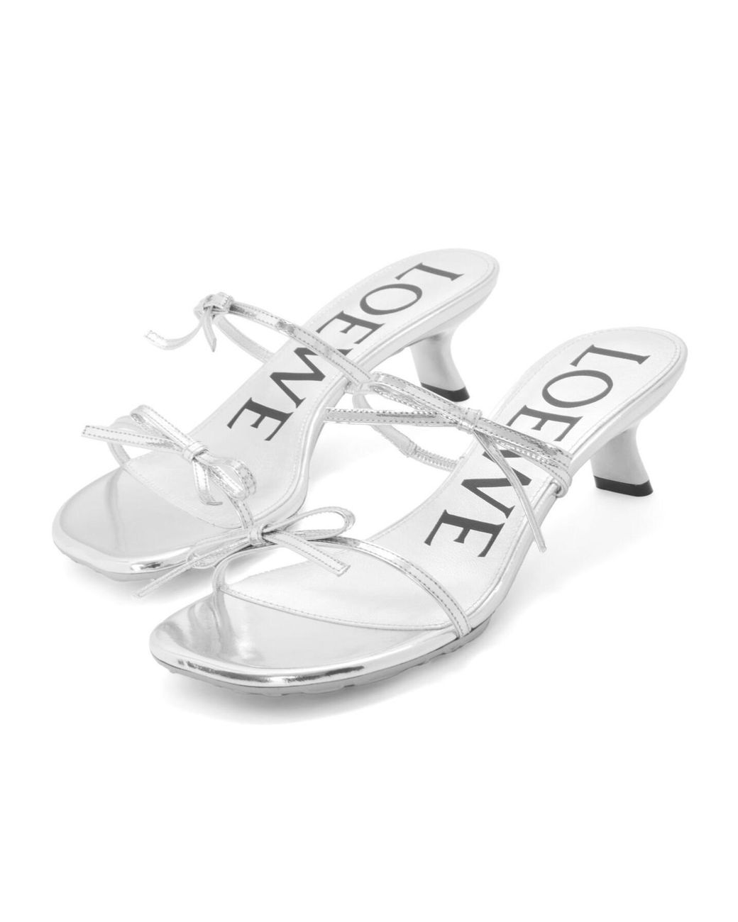 Loewe White Petal Metallic Sandals