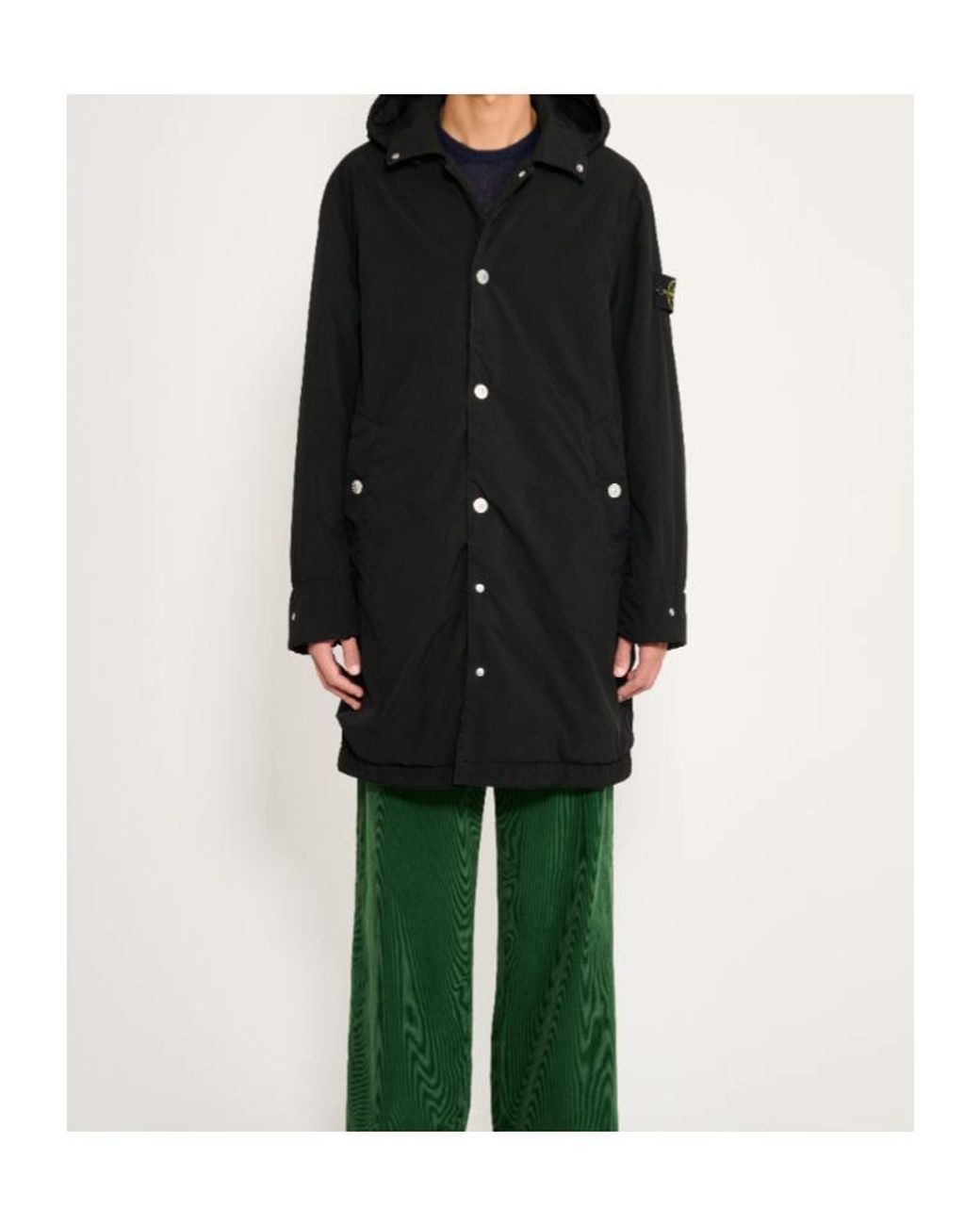 Stone Island Black Long Hooded Parka for men