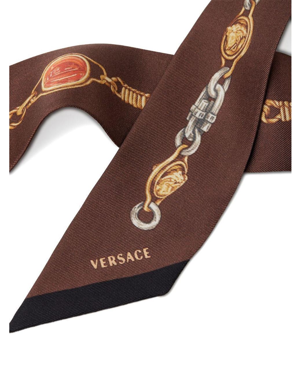 Versace Brown Pattern-Printed Twill Scarf