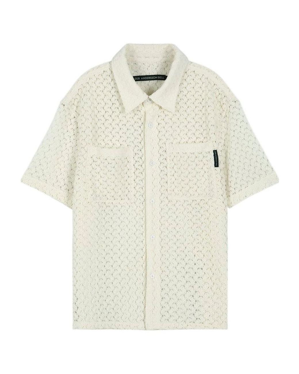 ANDERSSON BELL White Lace Short-Sleeve Shirt for men