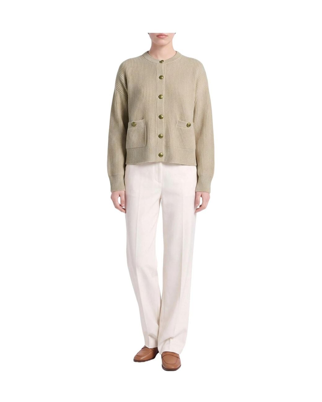Brunello Cucinelli Natural Sand Cardigan Virgin Wool, Cashmere, Silk