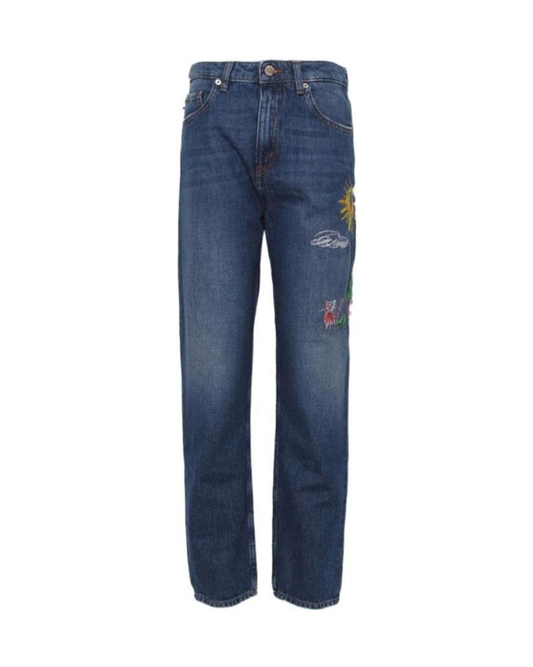 Moschino Blue Embroidered Jeans