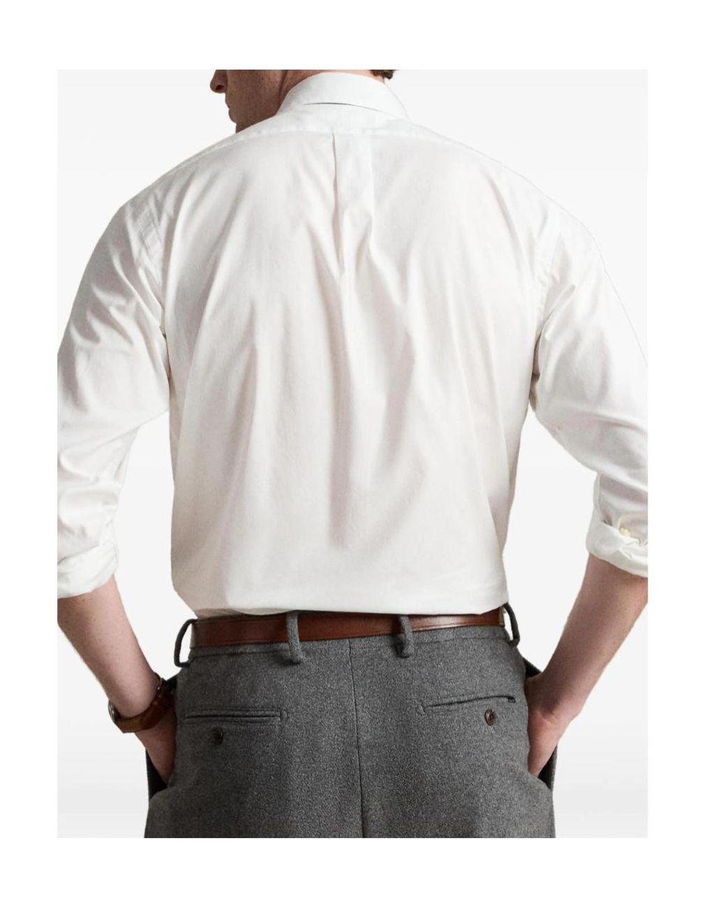 Polo Ralph Lauren White Curved Hem Pony Embroidered Oxford Shirt for men