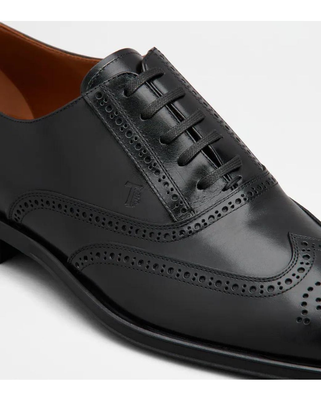 Tod's Black Lace-Up Leather Derby Shoes for men