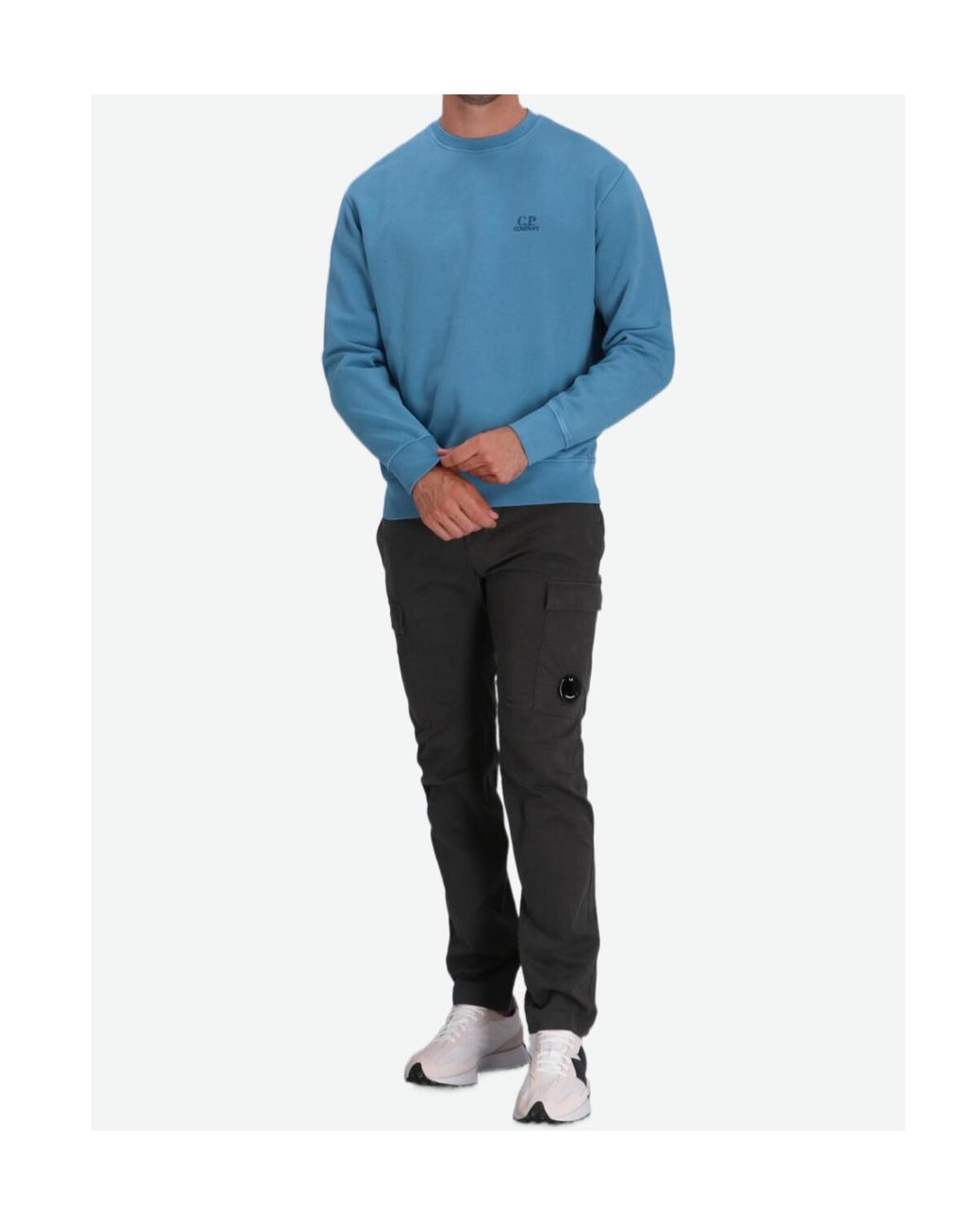C P Company Blue Embroidered Crew-Neck Sweatshirt for men