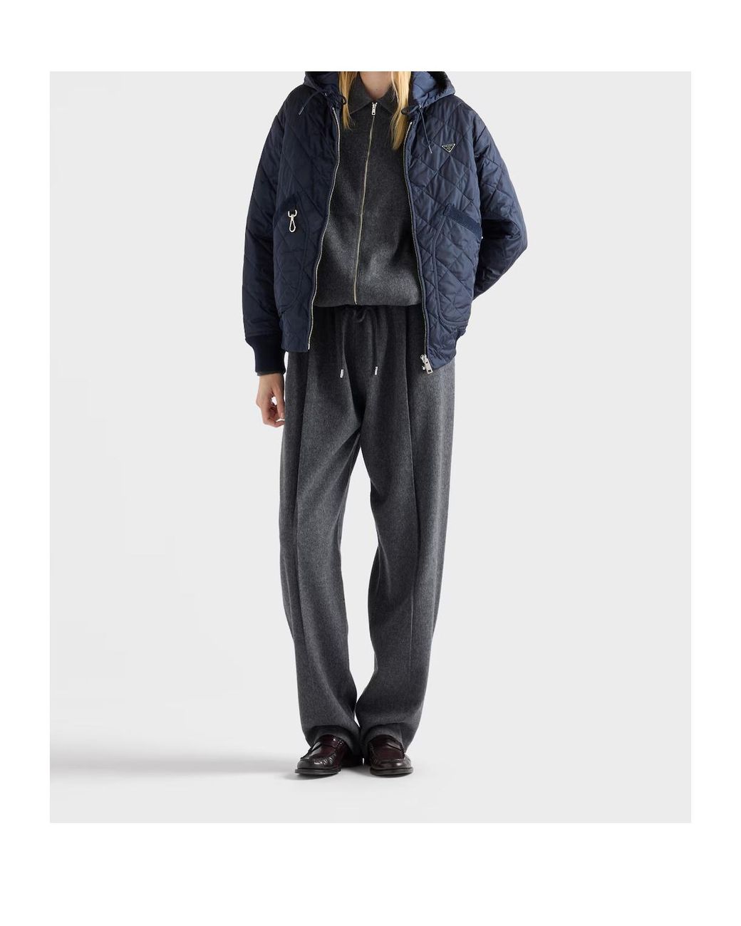 Prada Blue Zipped Hooded Jacket