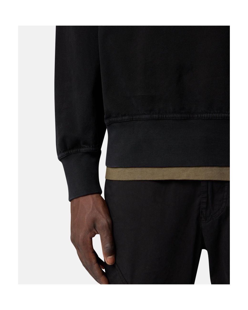 Stone Island Black Washed Effect Logo Patch Sweatshirt for men
