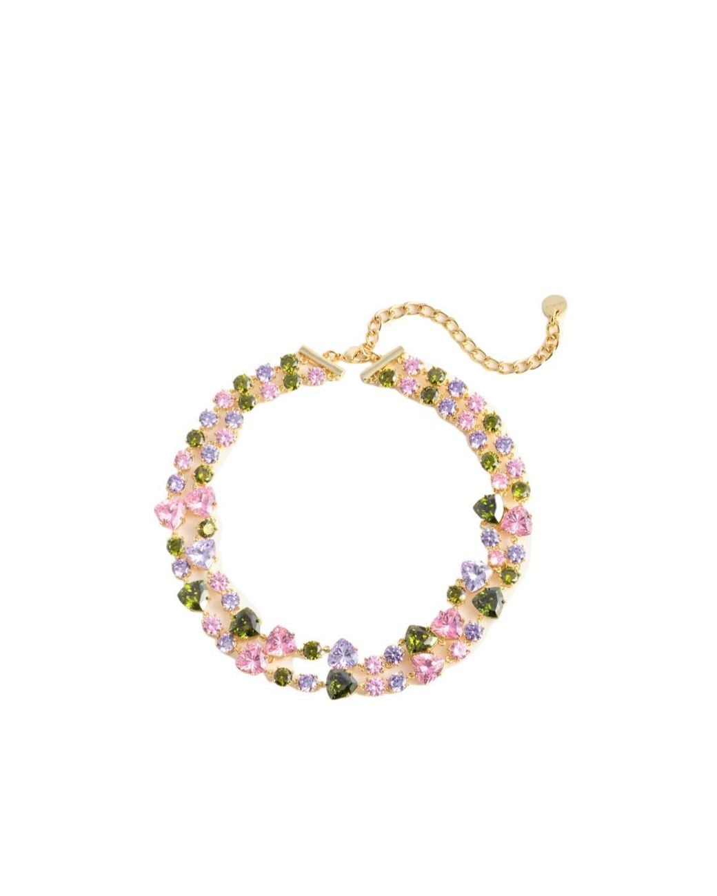 Self-Portrait Metallic Cluster Crystal Necklace