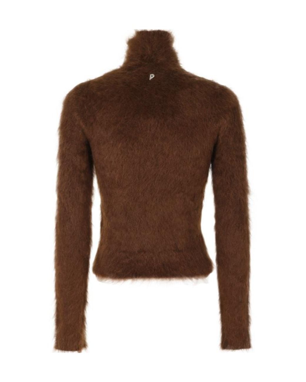 Dondup Brown Fitted Fuzzy Turtleneck Sweater