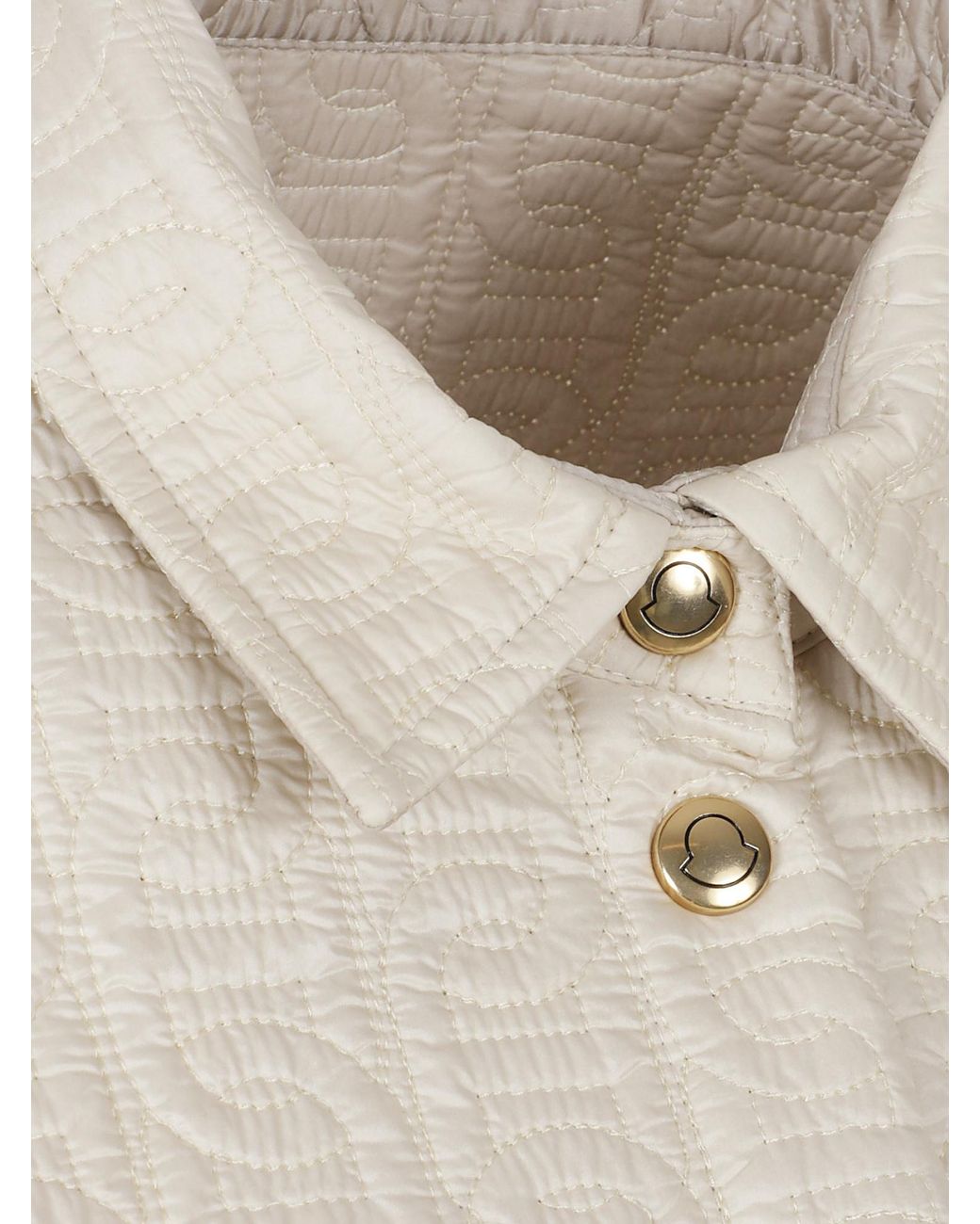 Moncler Natural Quilted Chain Motif Shirt Jacket