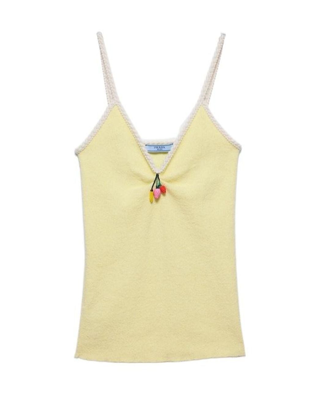 Prada Yellow Cotton Bouclé Top