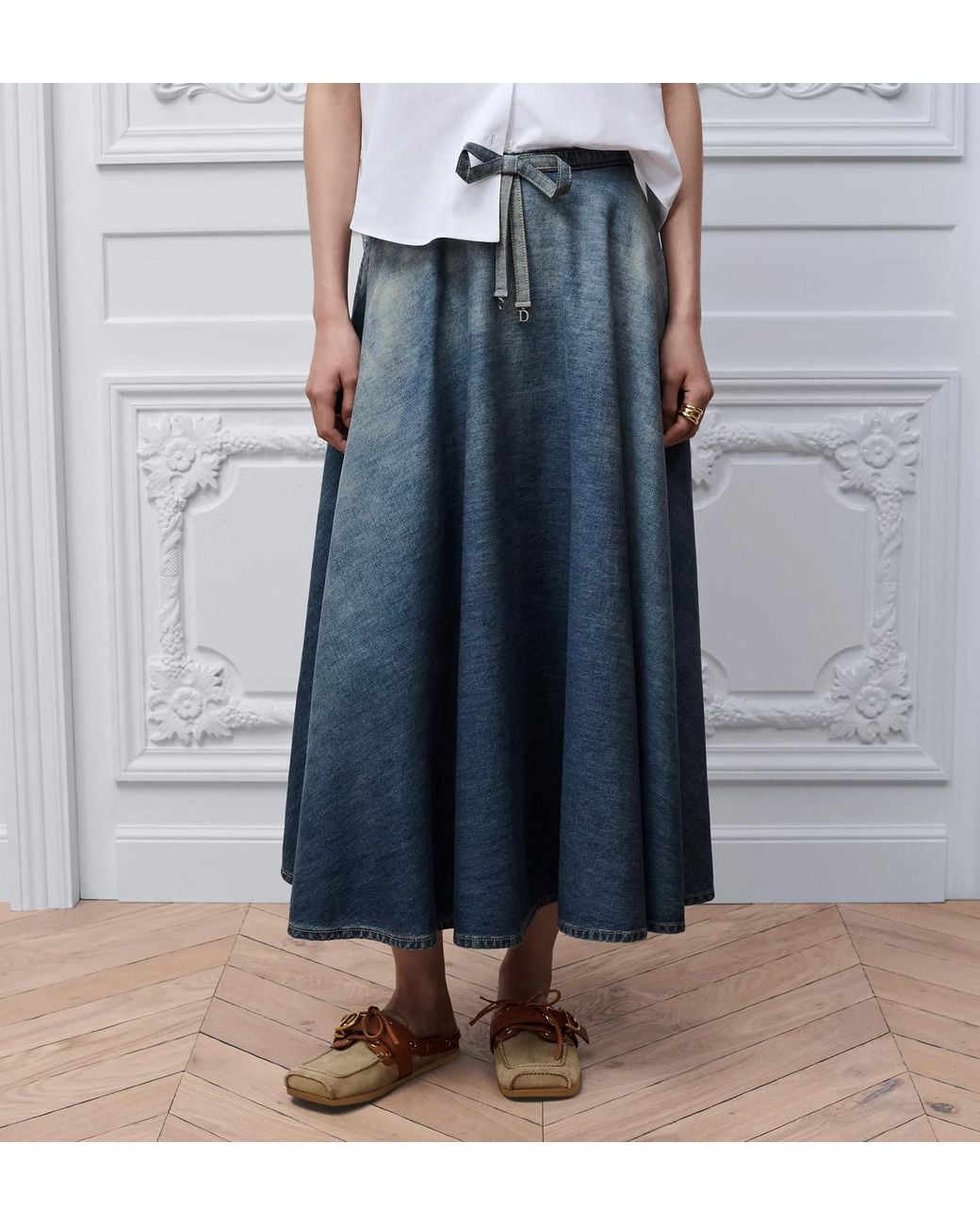 Dior Blue Mid-Length Belted Skirt