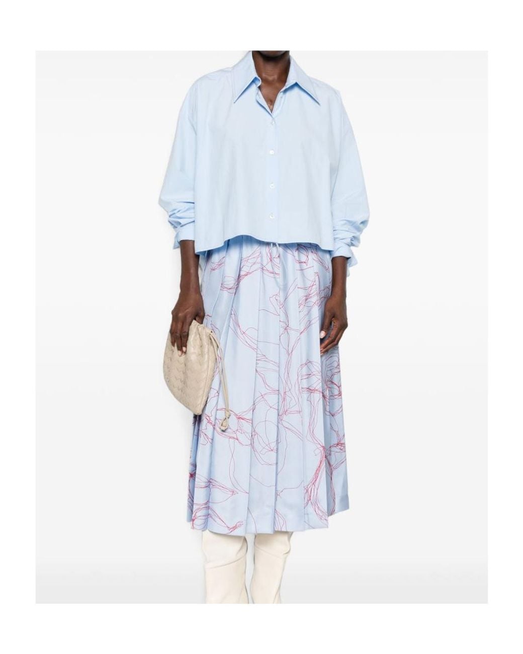 Fabiana Filippi Blue Cropped Long-Sleeve Shirt