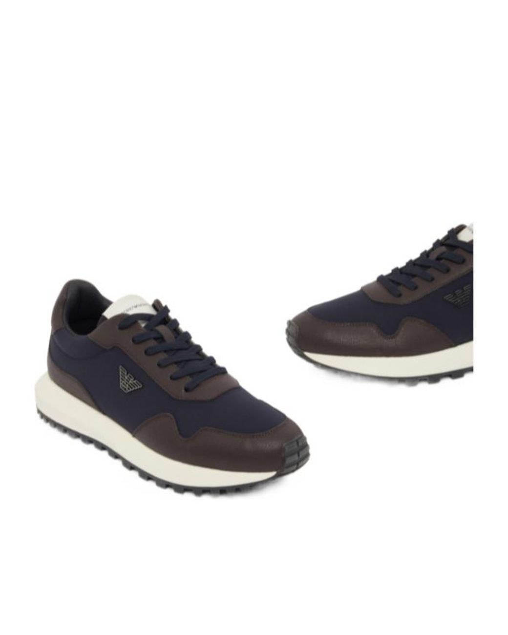 Emporio Armani Blue Logo-Plaque Panelled Sneakers for men