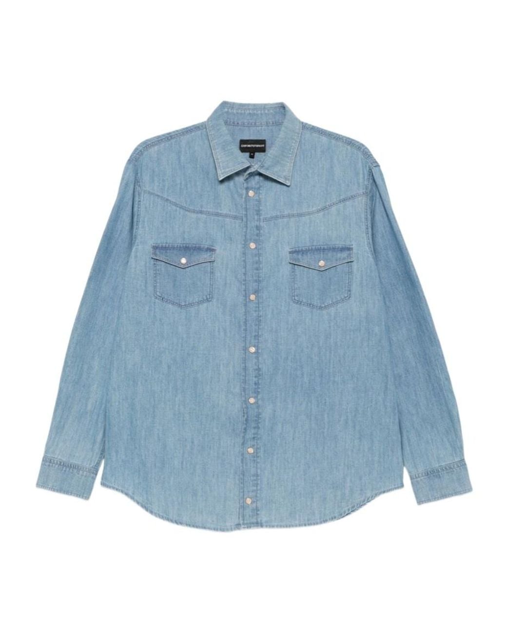 Emporio Armani Blue Long-Sleeved Shirt for men